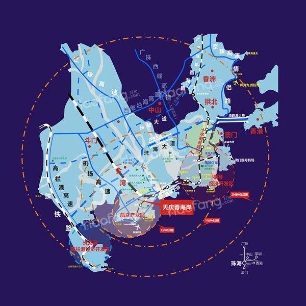 珠海-天慶晉海岸位置圖