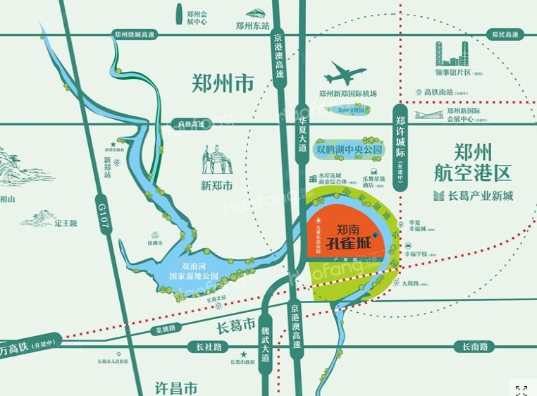 郑南孔雀城位置图