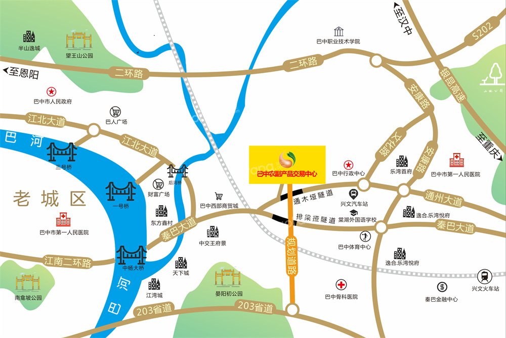 巴中农副产品交易中心位置图