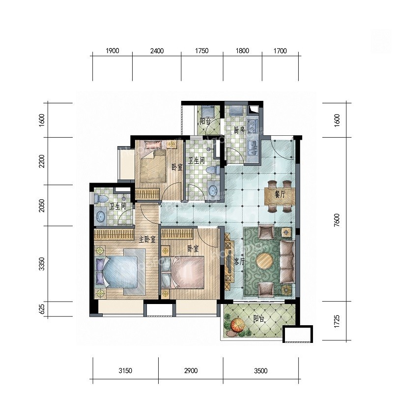 保利碧桂園新城之光3室2廳2衛