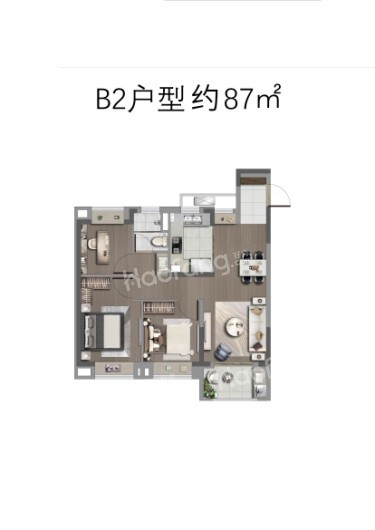 佳兆业金茂·未来城B2户型 3室2厅1卫1厨