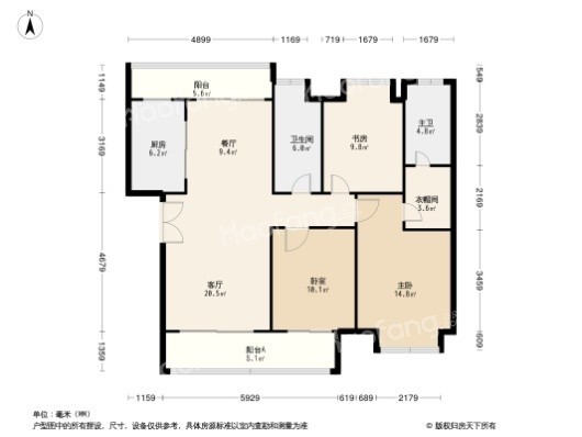 榕城·江上图3居室户型图