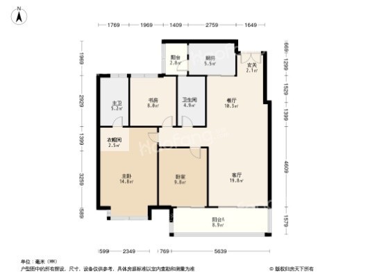 榕城·江上图3居室户型图