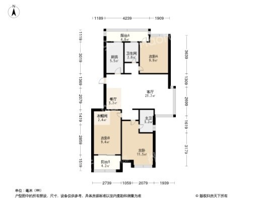 三江花语3居室户型图