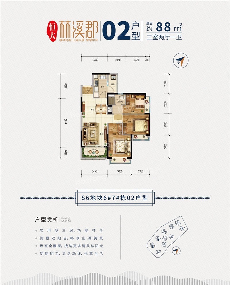 珠海恒大林溪郡3室2廳1衛(wèi)