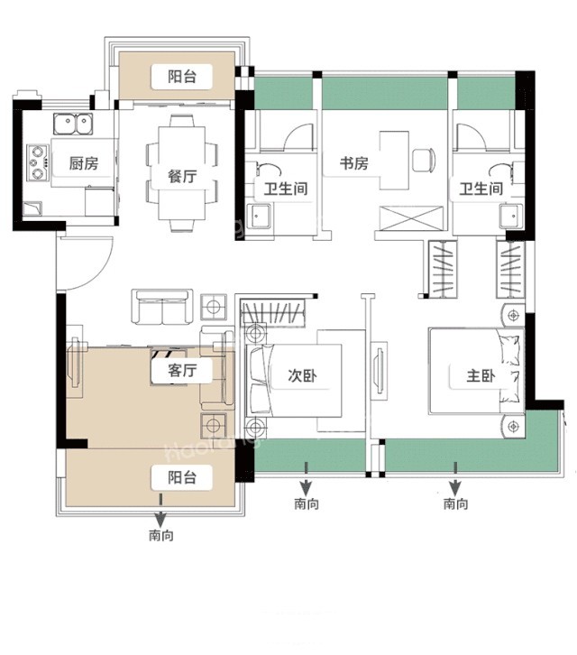 華發(fā)依山郡3室2廳2衛(wèi)