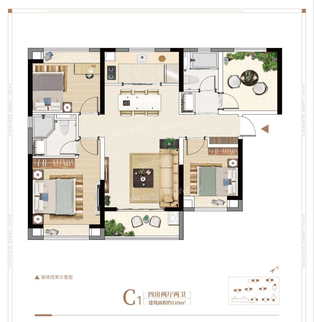 湖心金茂悅4室2廳2衛(wèi)
