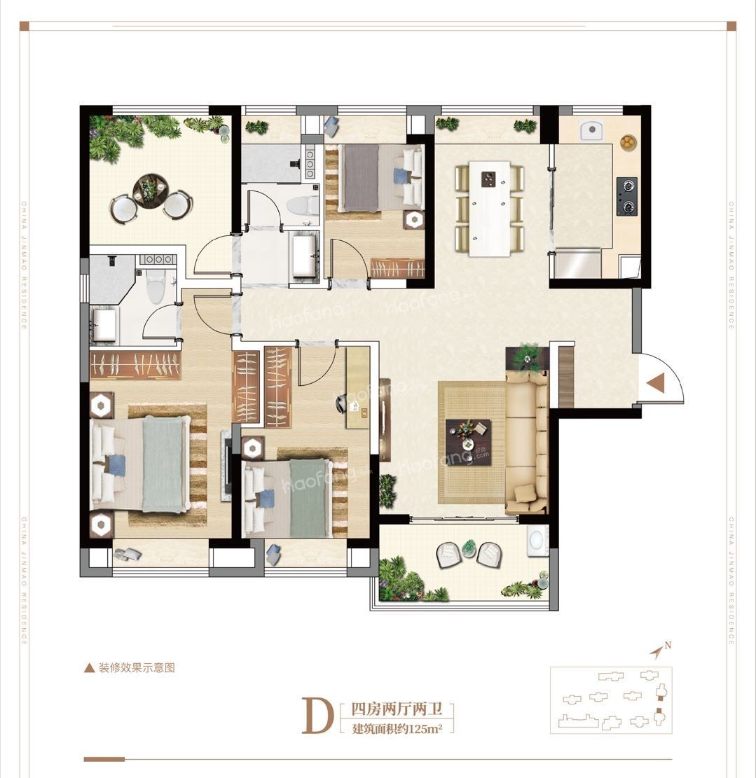 湖心金茂悅4室2廳2衛(wèi)